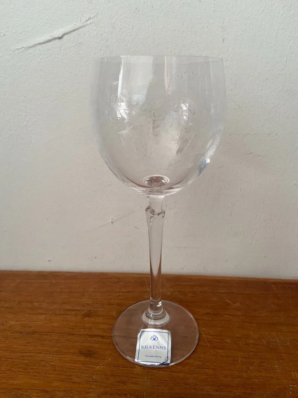 NEW Kilkenny Ireland APOLLO LEAF 240cc Crystal Wine Glasses Etched Set Of 6